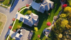 California homes birds eye aerial view